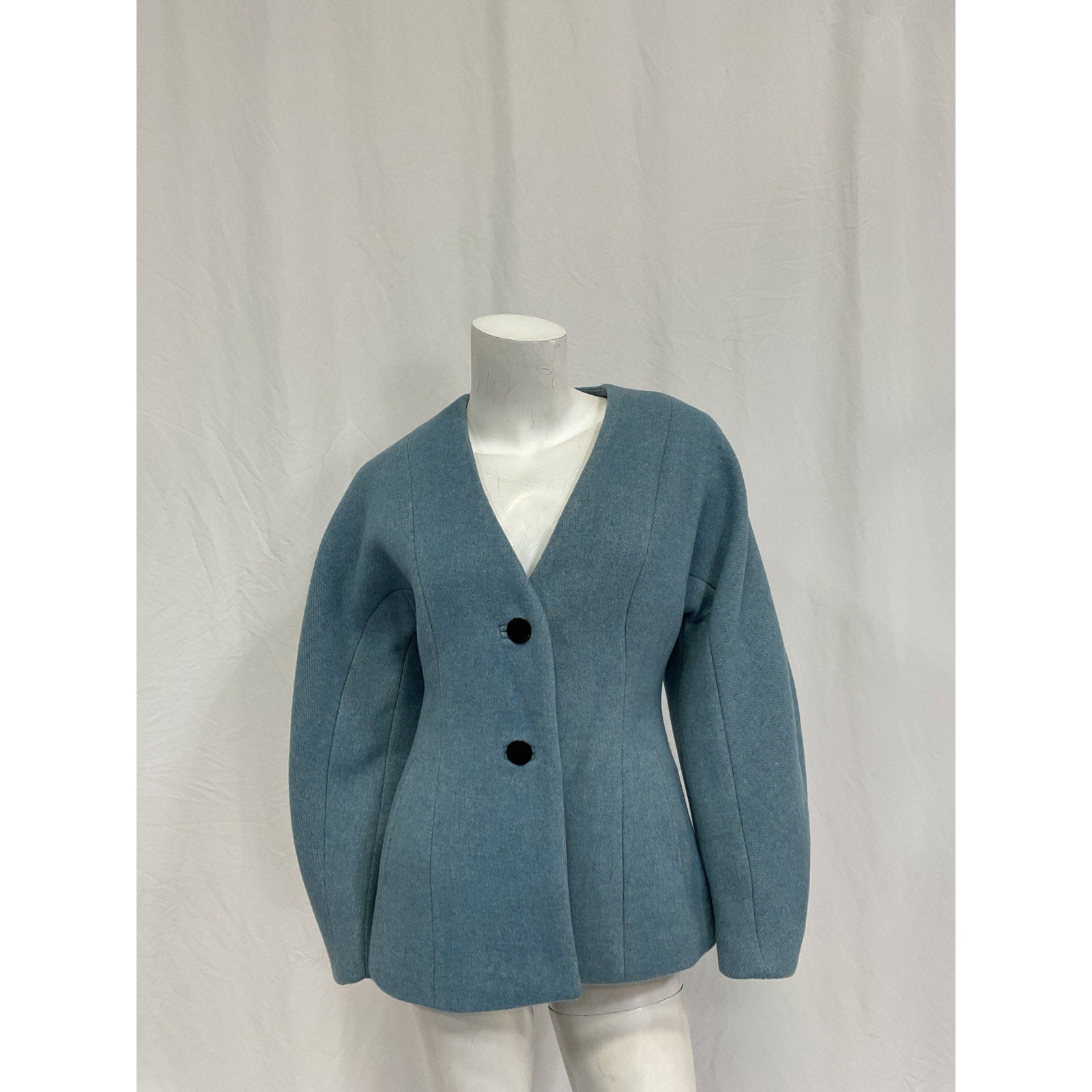 Ganni 'Twill' Grey Wool Suiting Blazer Size 34
