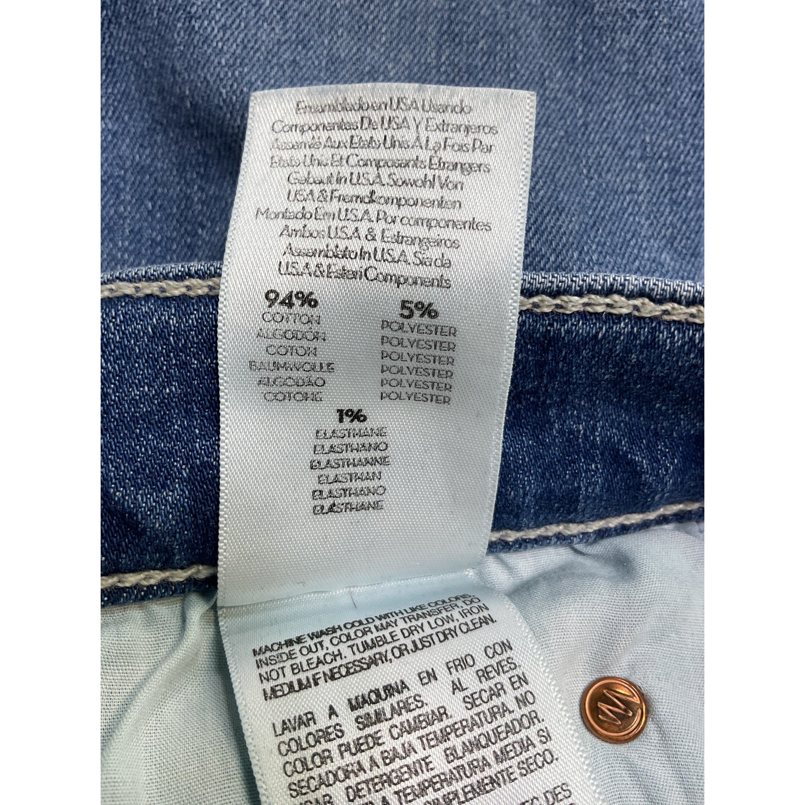 Mother 'The Dazzler' Blue Cotton High Waist Ankle Straight Leg Denim Jean Size 27