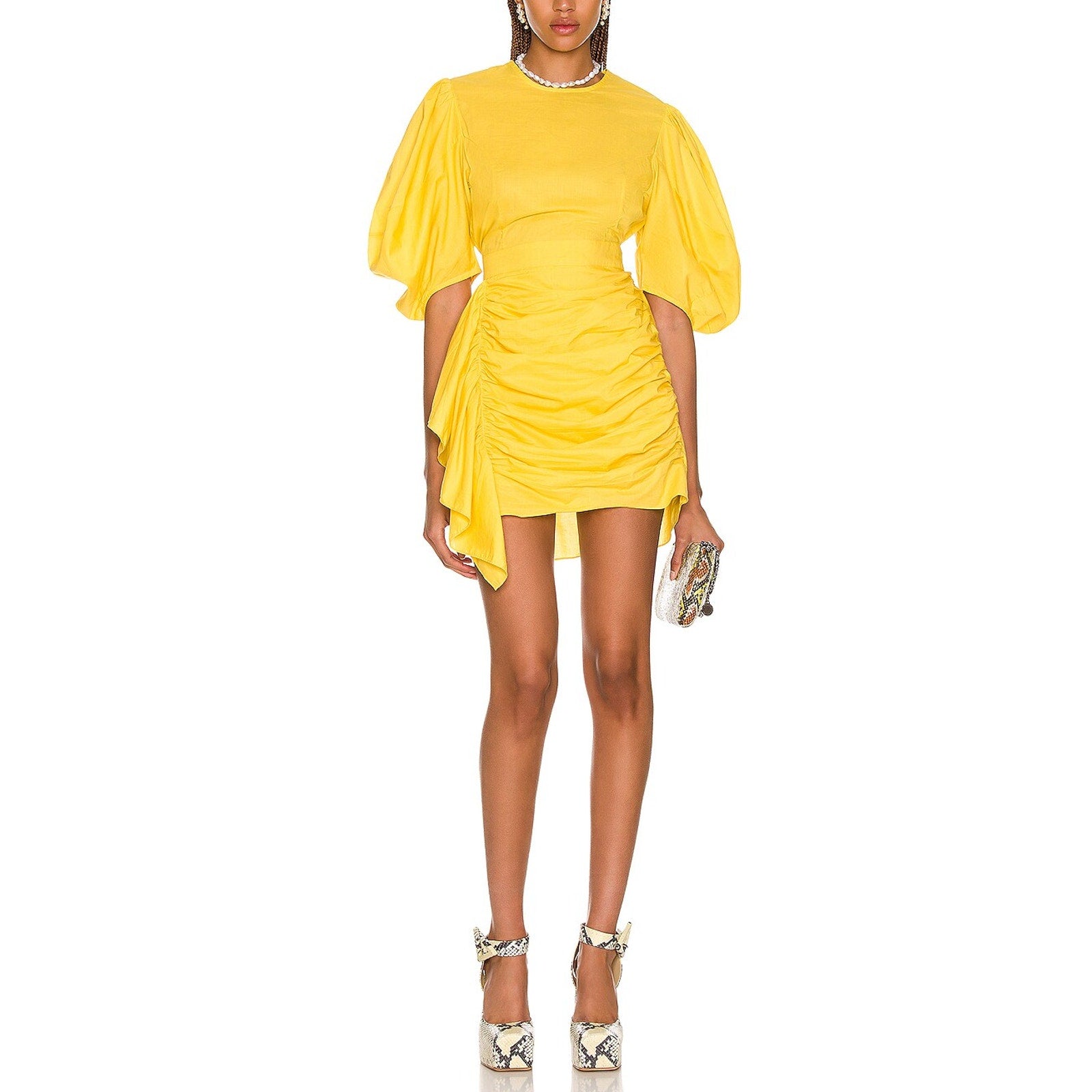 Rhode 'Pia' Yellow Puff Sleeve Dress Size M