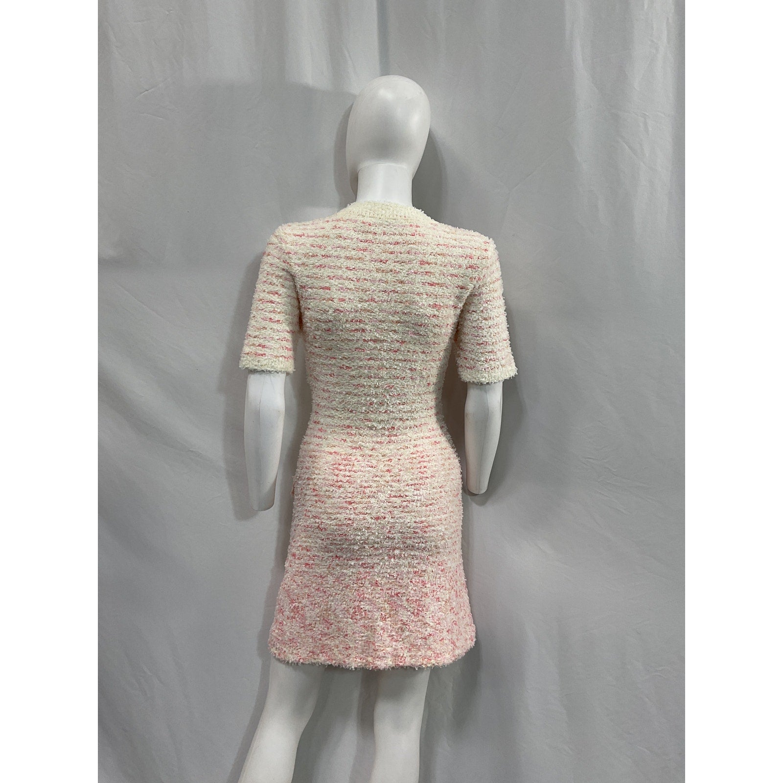 Self-Portrait 'Boucle' White Cotton Knit Mini Dress Size S