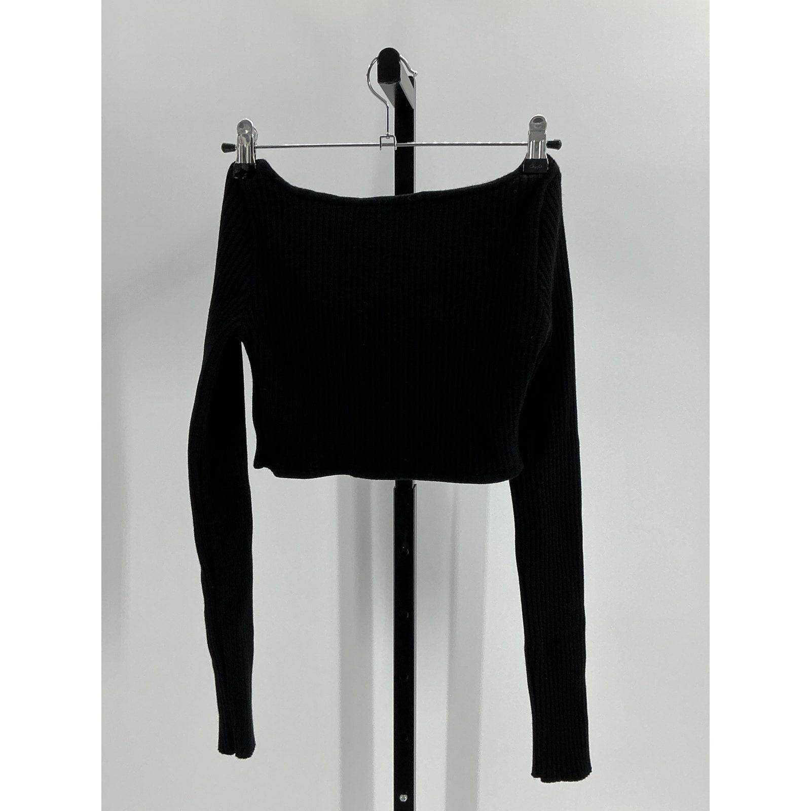Courr�ges Rib-Knit Black Viscose Crop Top Size M