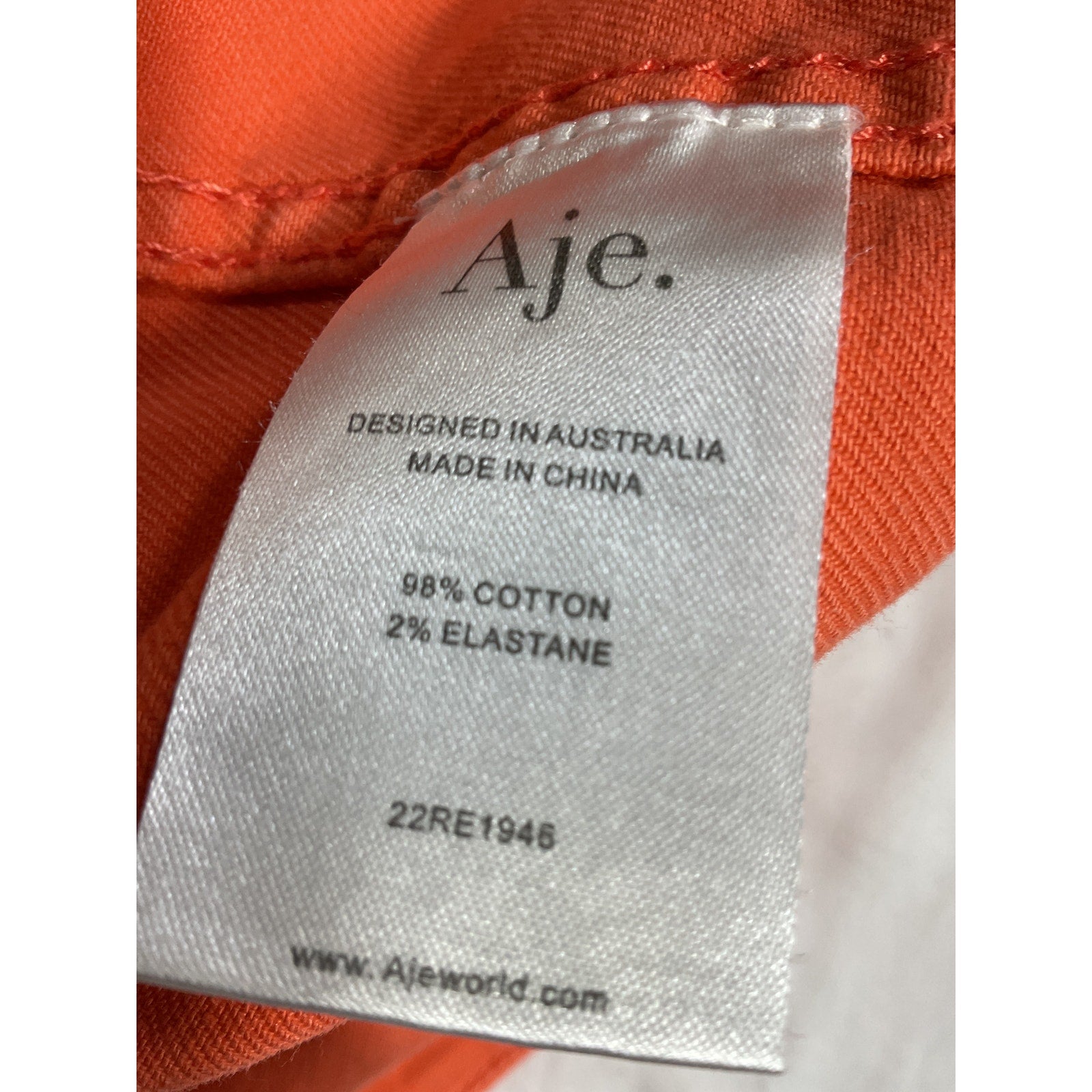Aje 'Ember' Orange Denim Crop Short Sleeev Shirt Size 8