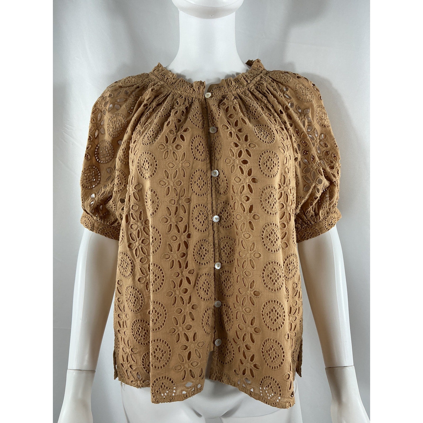 Cleobella 'Katie' Tan Cotton Blouse Size XS