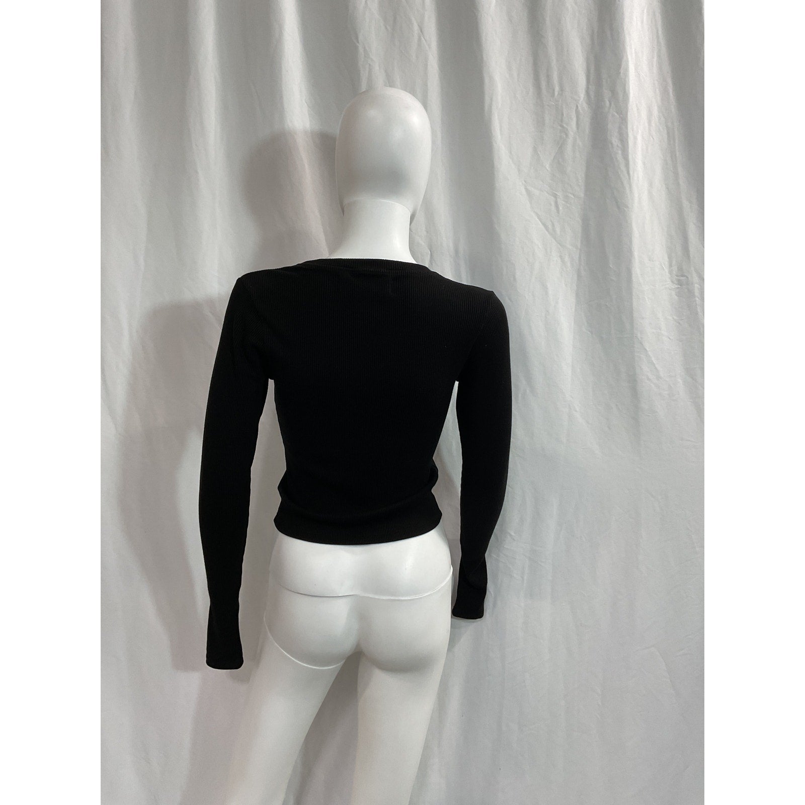 Sprwmn 'Cropped' Black Baby Longsleeve Crewneck Tee Size M