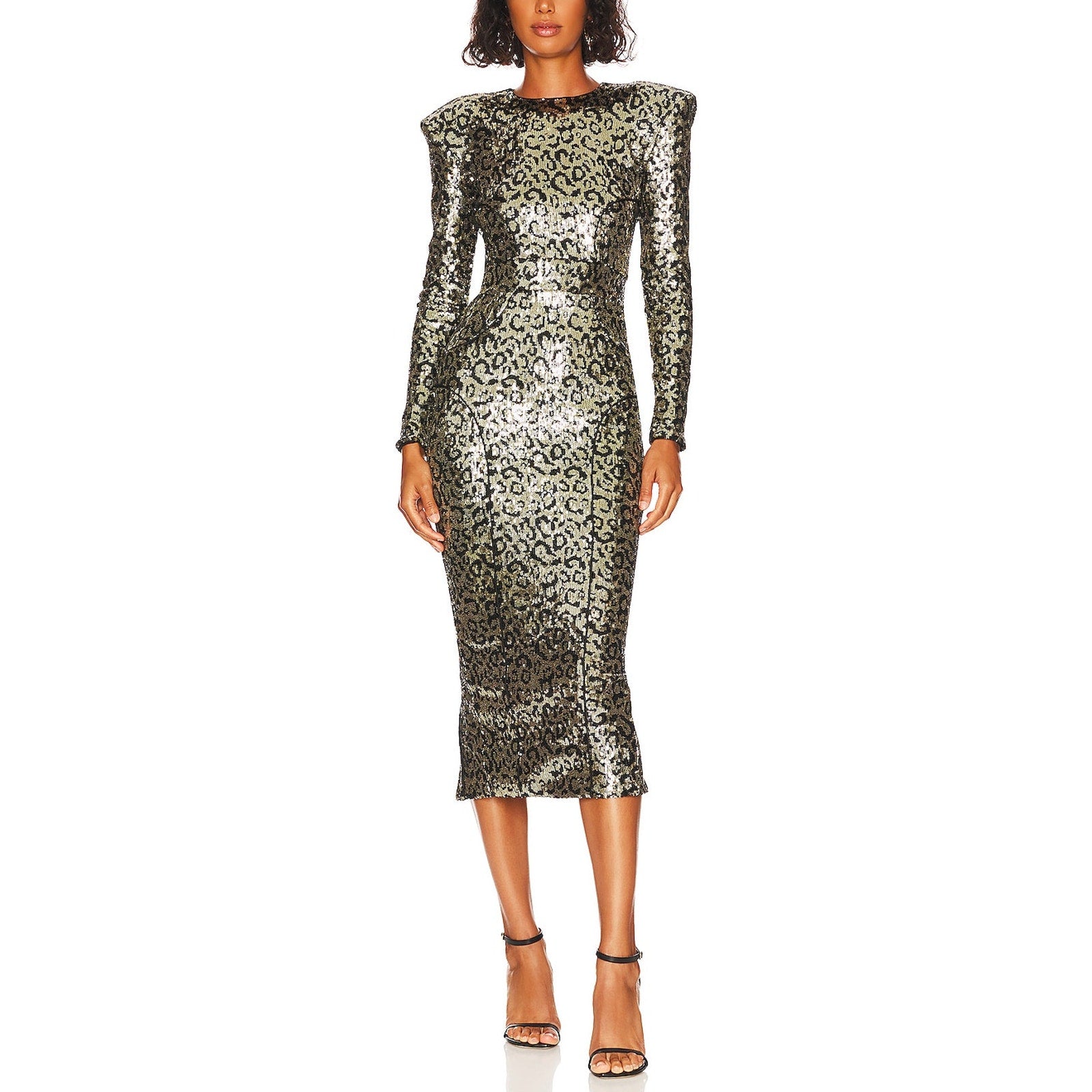 Zhivago 'Testimony' Gold Midi Sequin Embellished Back Vent Dress Size 8