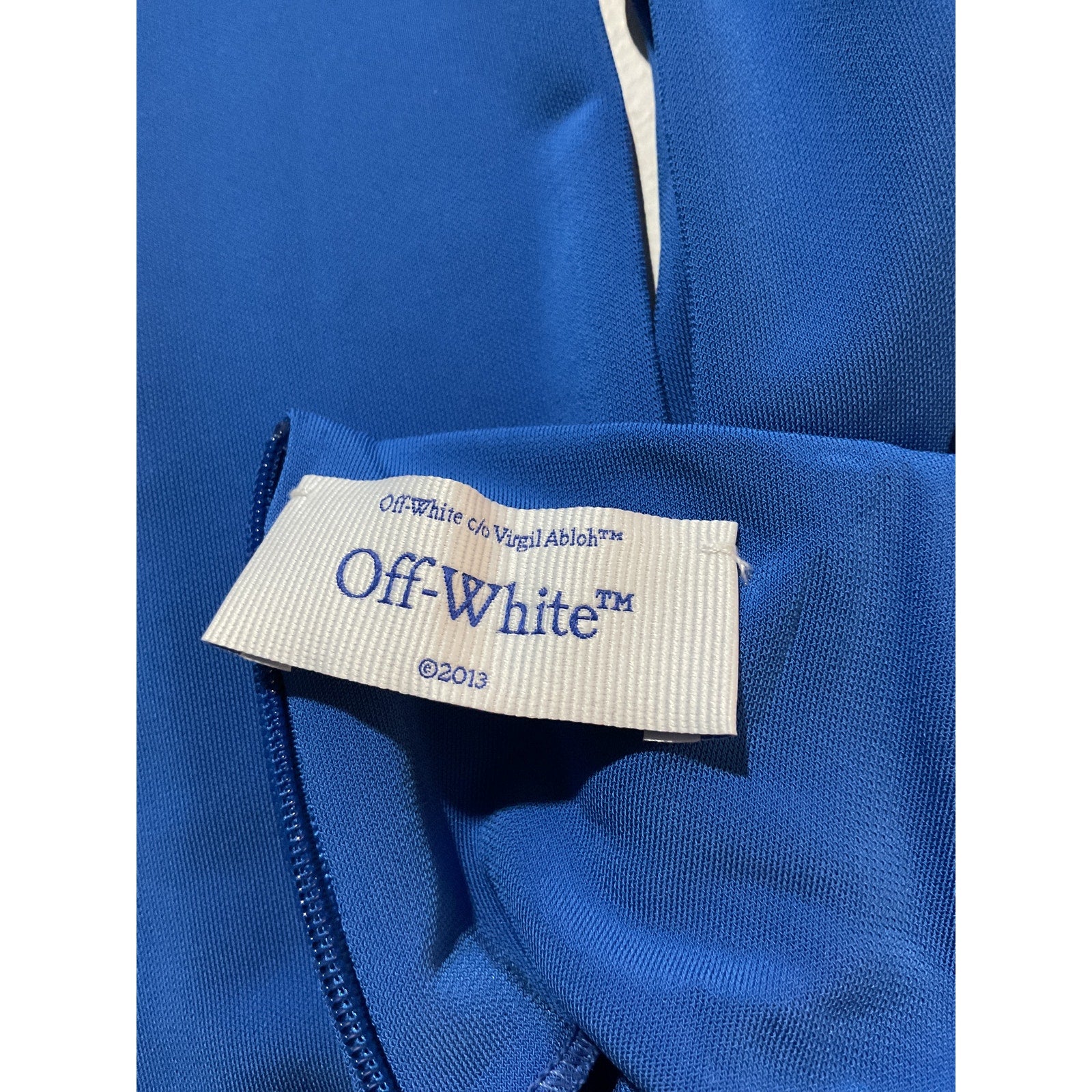 Off-White Twist-Front Blue Viscose Printed Jersey Mini Dress Size 42