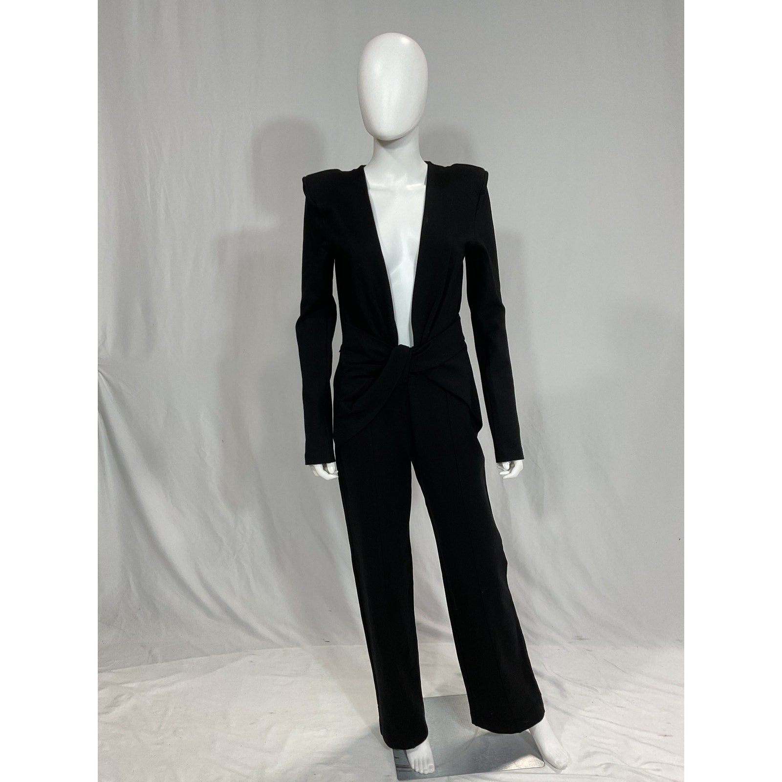 Gauge81 'Phil' Black Twist-Front Stretch-Jersey Long Sleeve Jumpsuit Size M - NWT