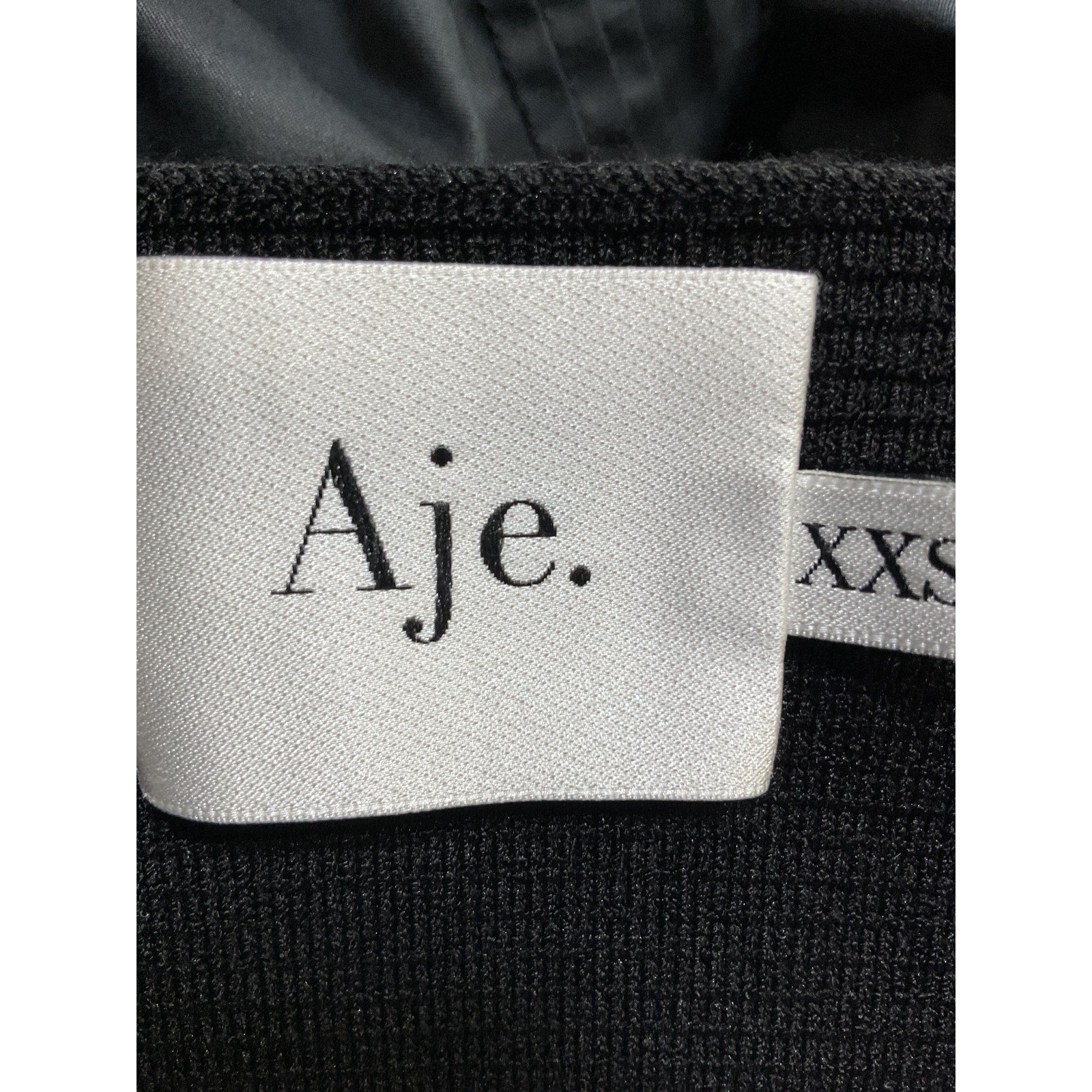 Aje 'Corinne' Black Poplin Square Neck Ruffled Knit Crop Top Size XXS