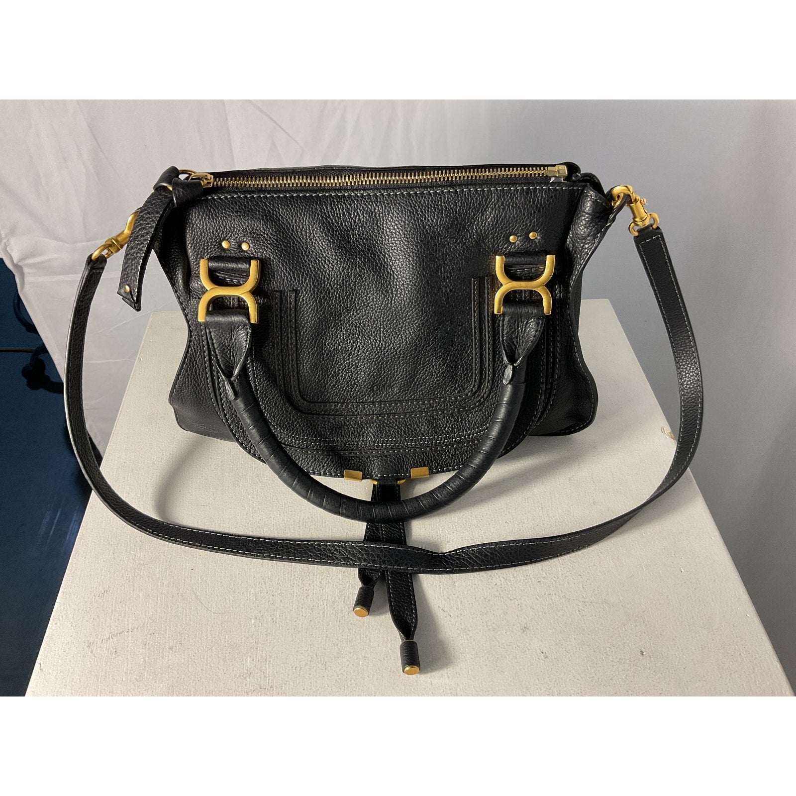Chlo� Medium Black Leather Marcie Leather Satchel