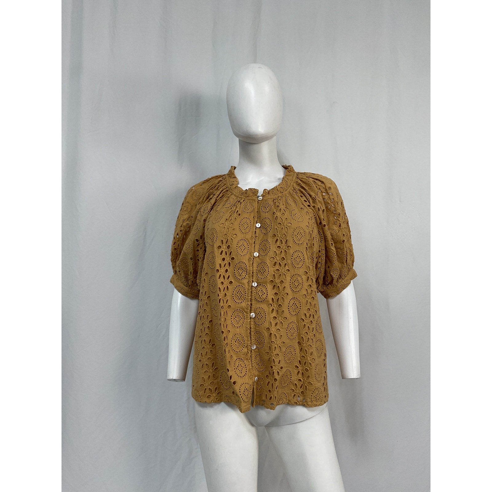 Cleobella 'Katie' Tan Cotton Blouse Size S