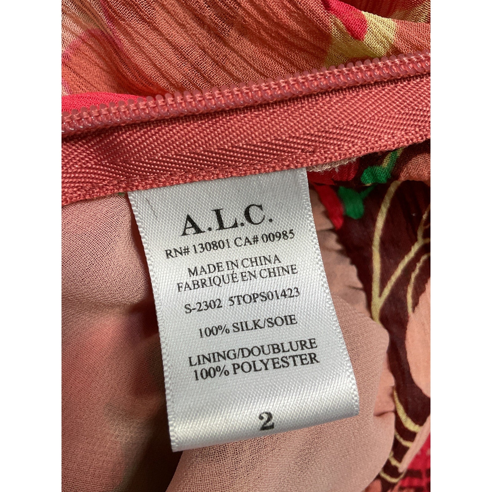 A.L.C. 'Dorian' Orange Crepe Halternekc Top Size 2
