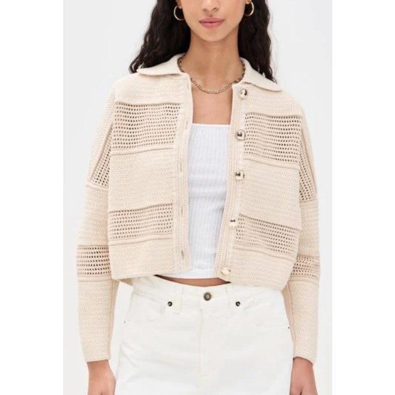 Ba&Sh 'Val' White Cotton Cardigan Size M
