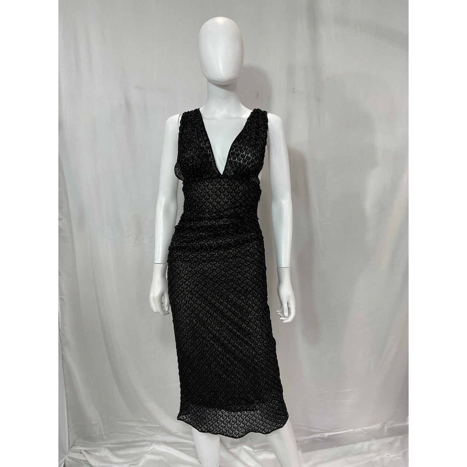 Missoni 'Plunge' Black Sleeveless Plunge Neckline Long Dress Size 40