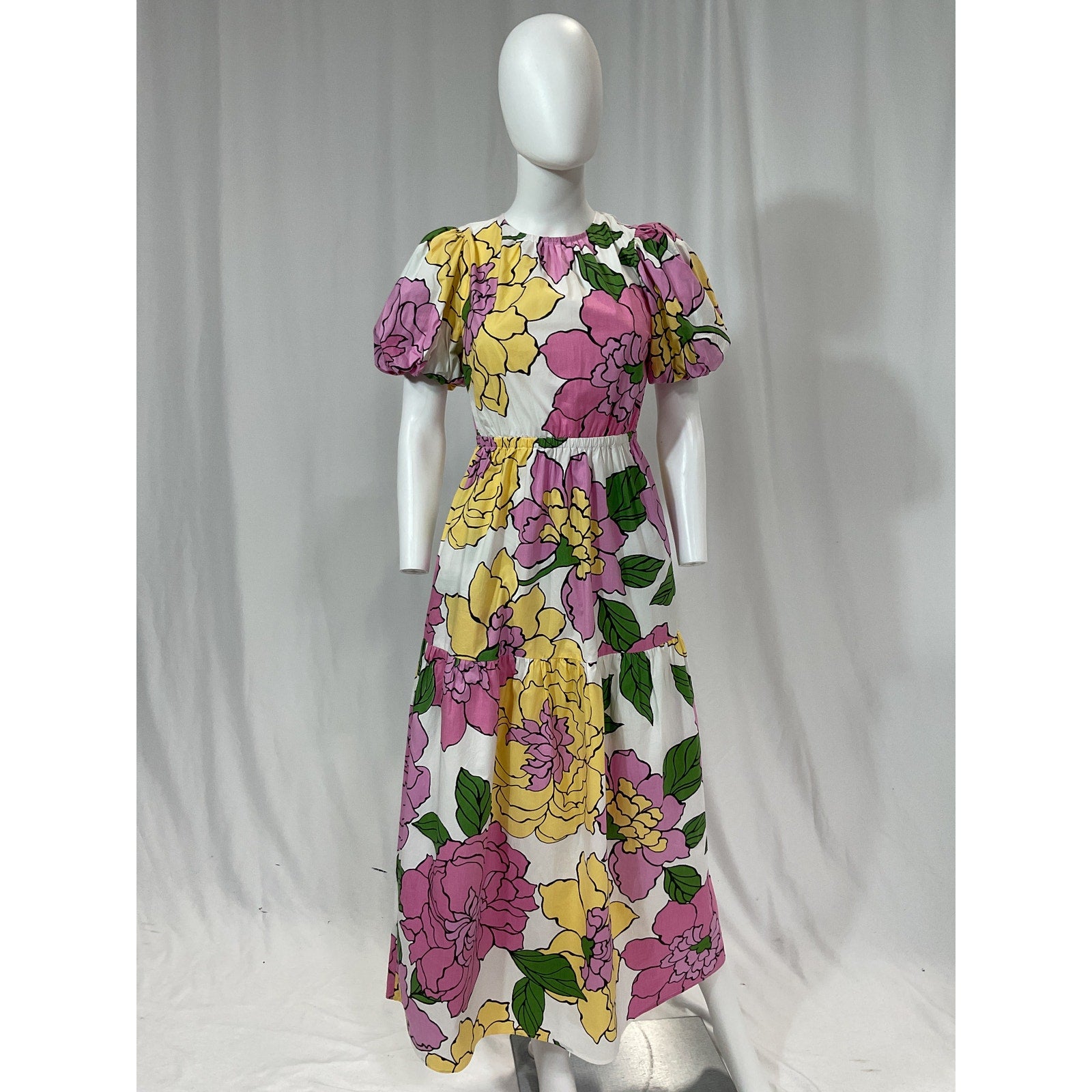 Banjanan 'Valeria' Pink Floral Round Neck Dress Size S