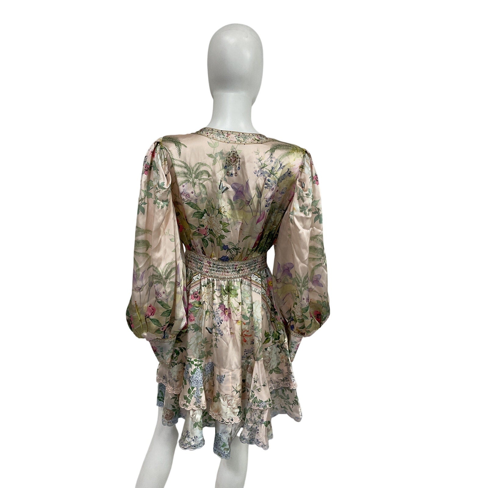 Camilla 'Palacio' Pink Silk Playground Button-Front Frill Shirtdress Size OS