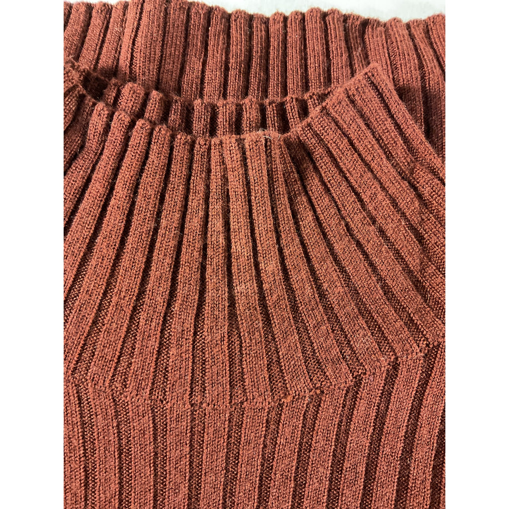 Chlo� 'Ribbed' Brown Wool Cashmere-Blend Turtleneck Sweater Size XL