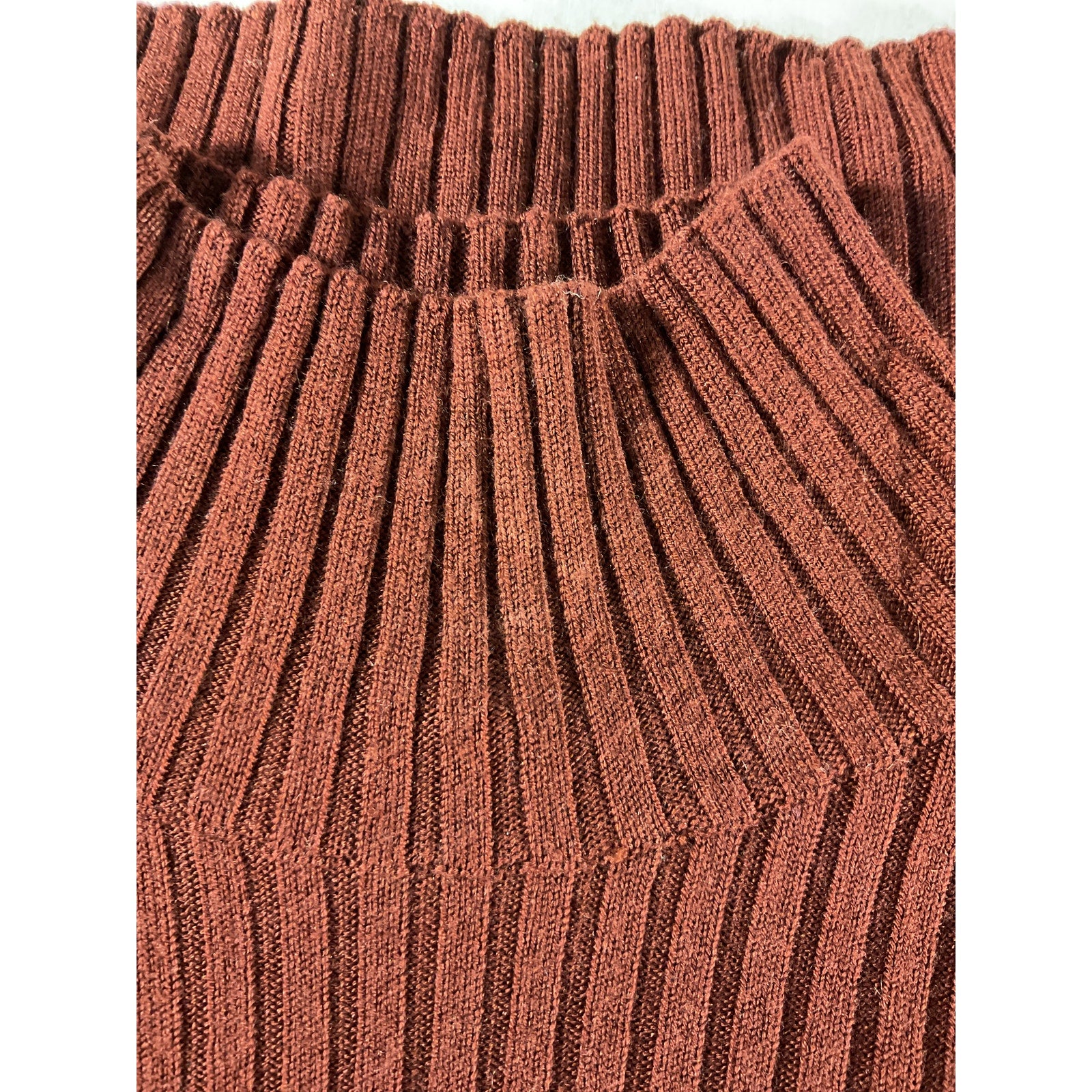 Chlo� 'Ribbed' Brown Wool Cashmere-Blend Turtleneck Sweater Size XL