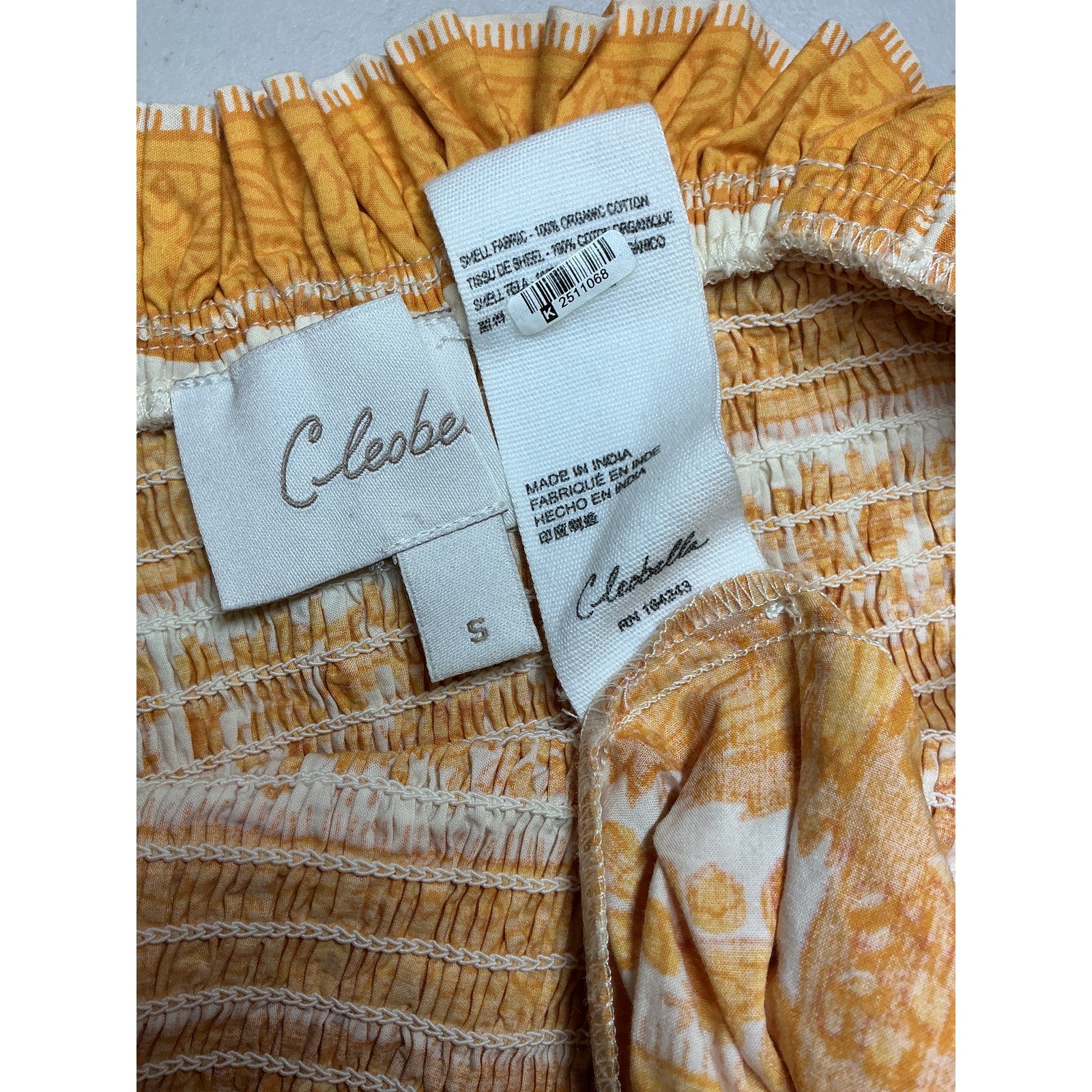 Cleobella 'Eliana' Orange Cotton Mini Dress Size S