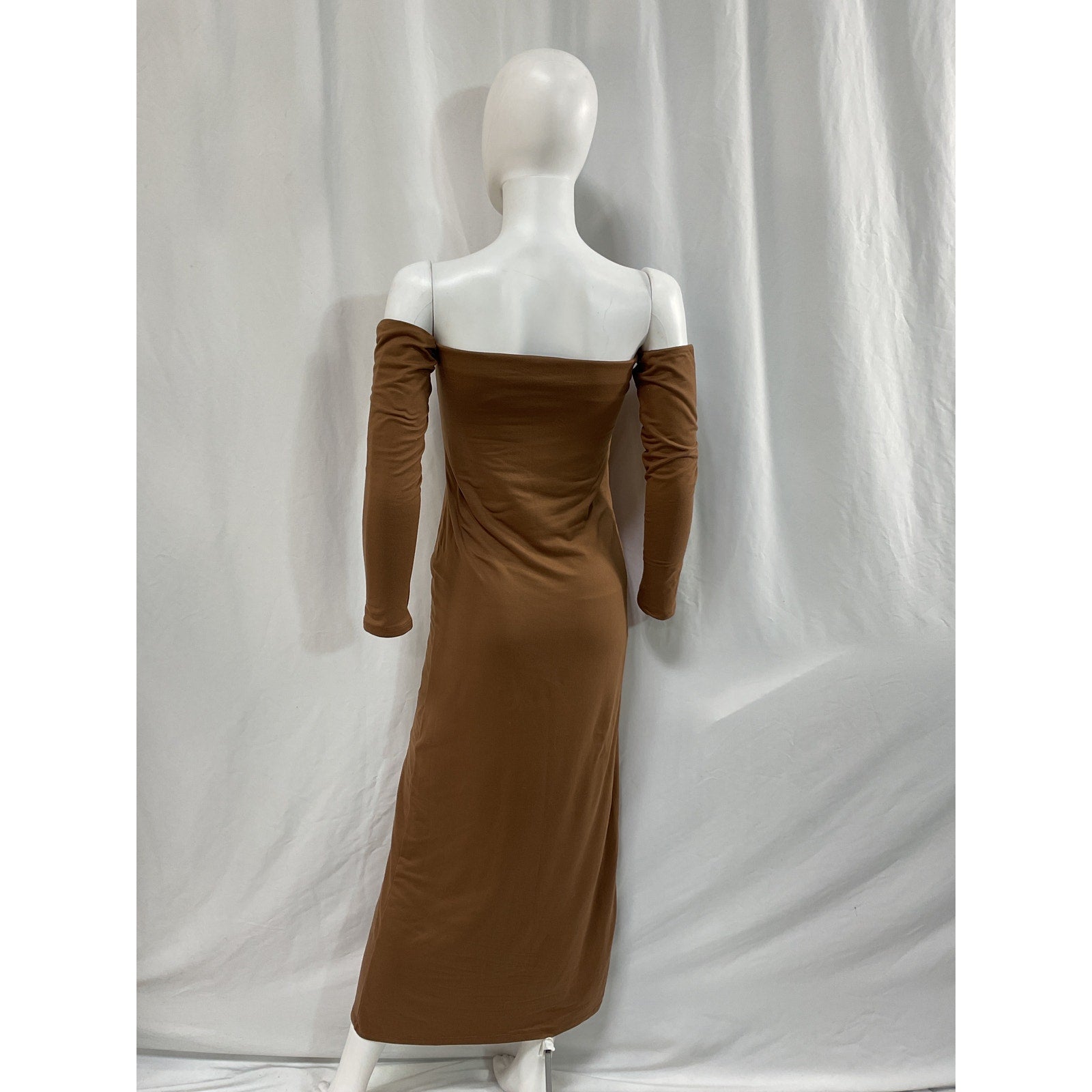 Bumpsuit 'The Angelina' Brown Off Shoulder Dress Size M