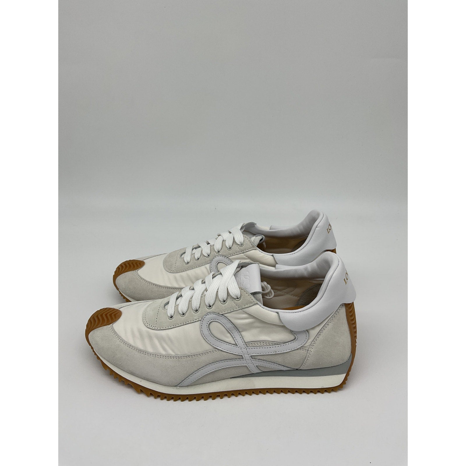Loewe Flow Logo-Appliqu�d White Leather And Suede Shell Sneakers Size 40