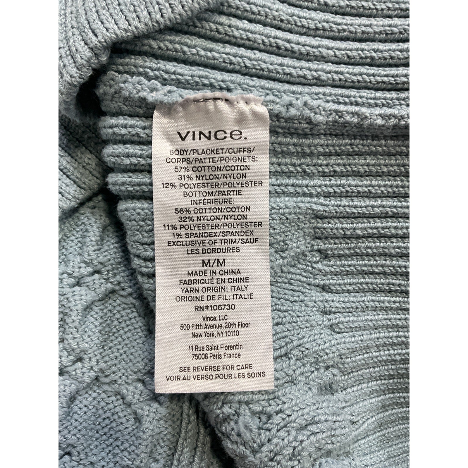 Vince 'Aran' Blue Cable Cardigan Size M