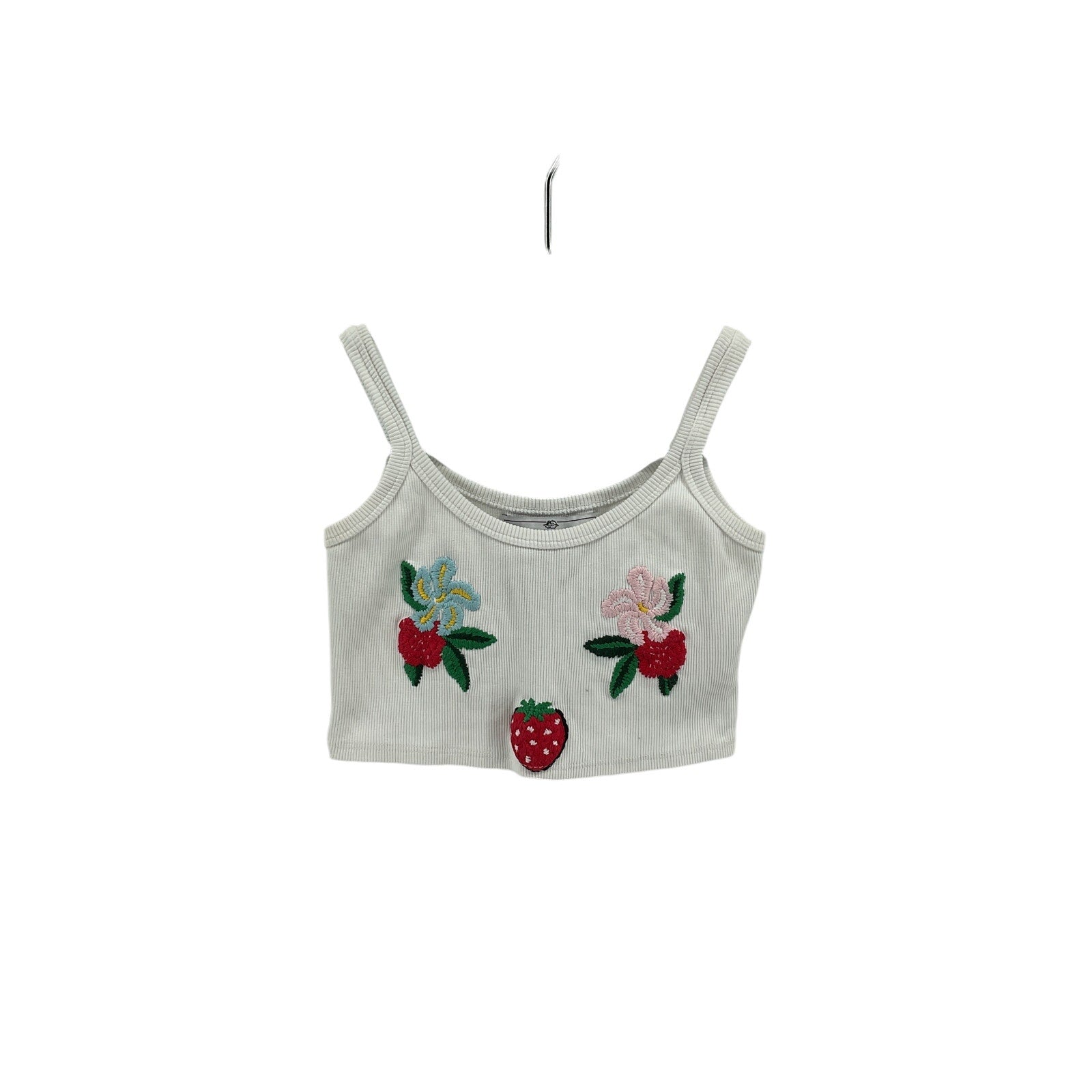 Fiorucci Embroidered White Cotton Cropped Tank Top Size XS