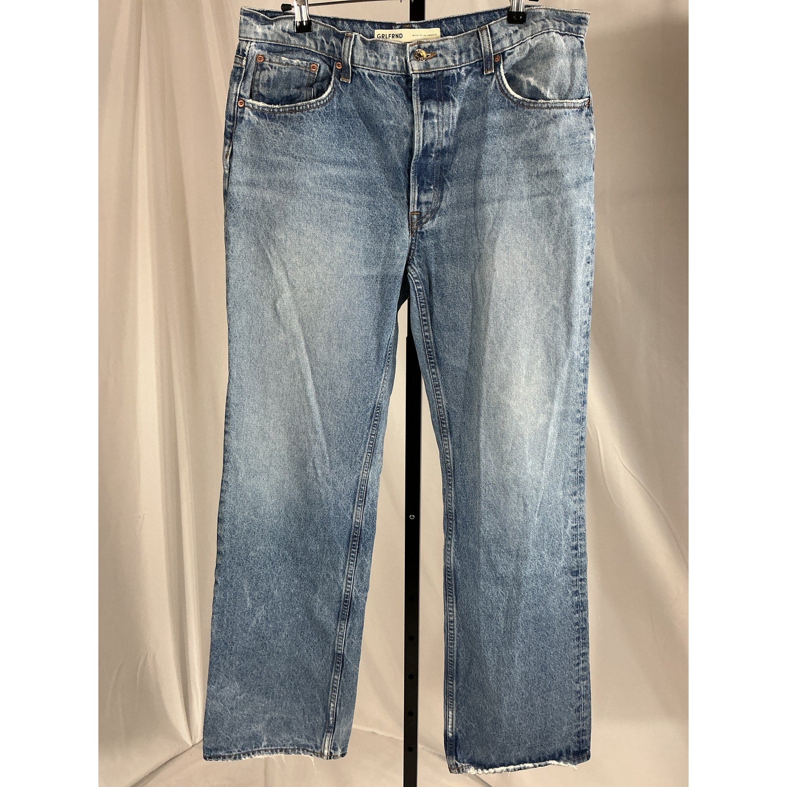 Grlfrnd 'Courtney' Blue Cotton Low Rise Boot Cut Denim Jean Size 30