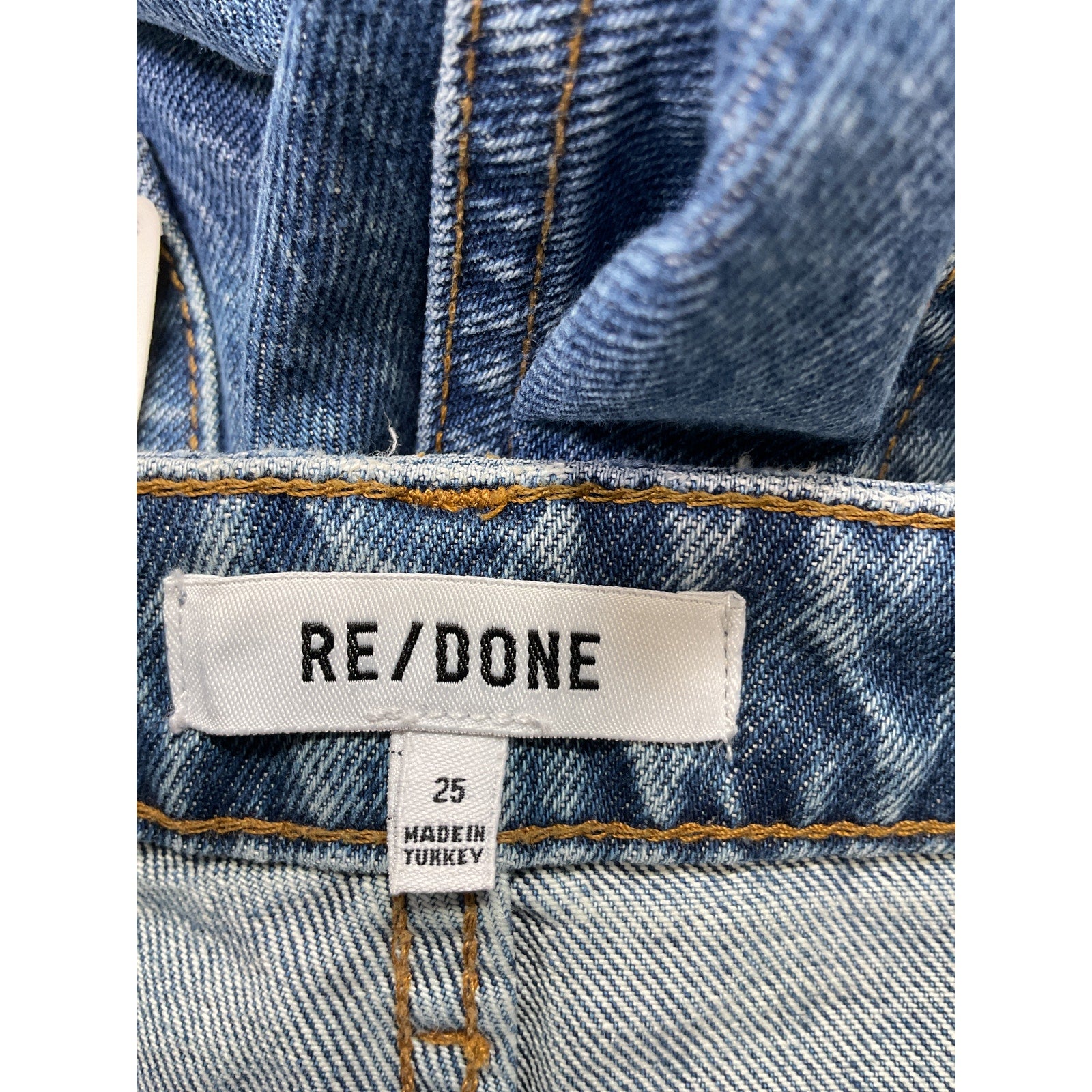 Re/Done '70S' Blue Cotton Low Rise Straight Denim Jean Size 25