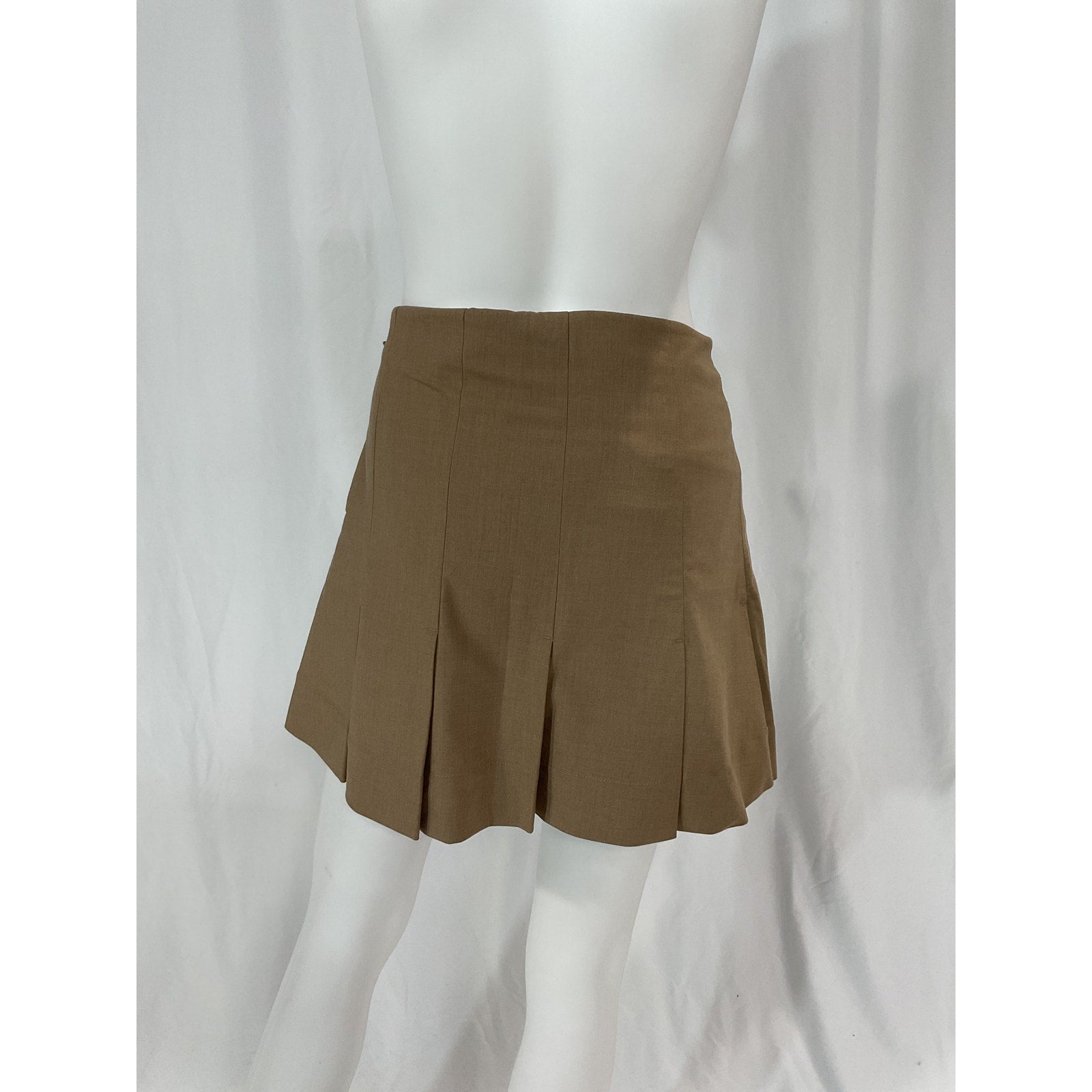 Ganni 'Drapey Melange' Brown Logo Mini Skirt Size 38