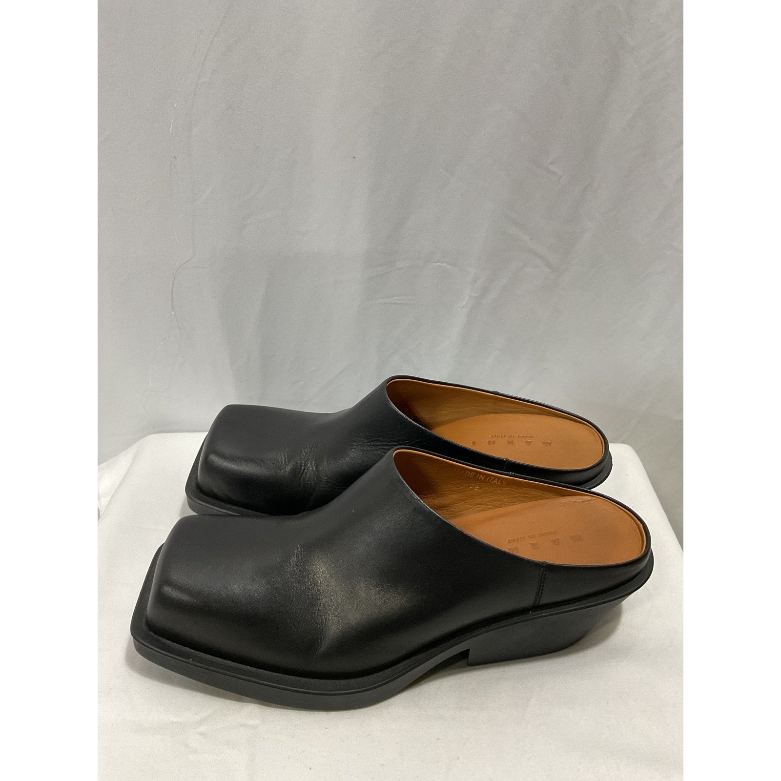 Marni 'Sabot' Black Leather Square Toe Clog Size 9