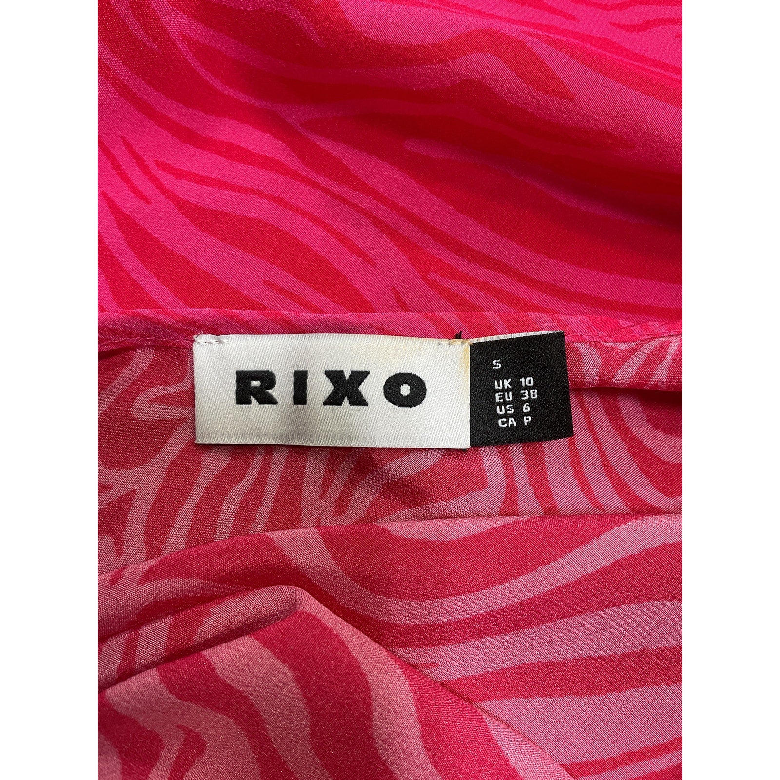 Rixo Opal Printed Pink Silk-Crepe Midi Dress Size S