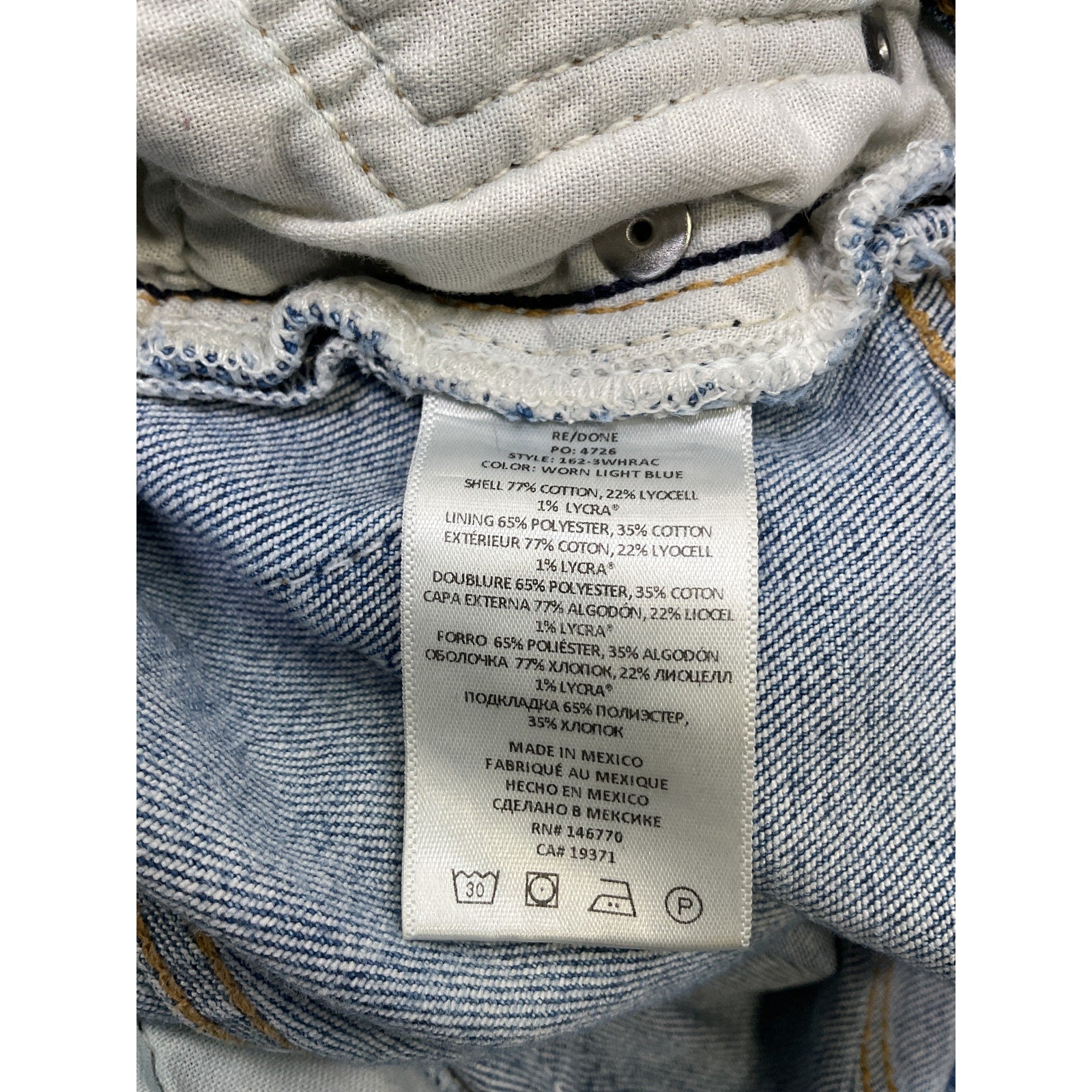 Re/Done '90S' Blue Cotton High Waist Tapered Skinny Jeans Size 27