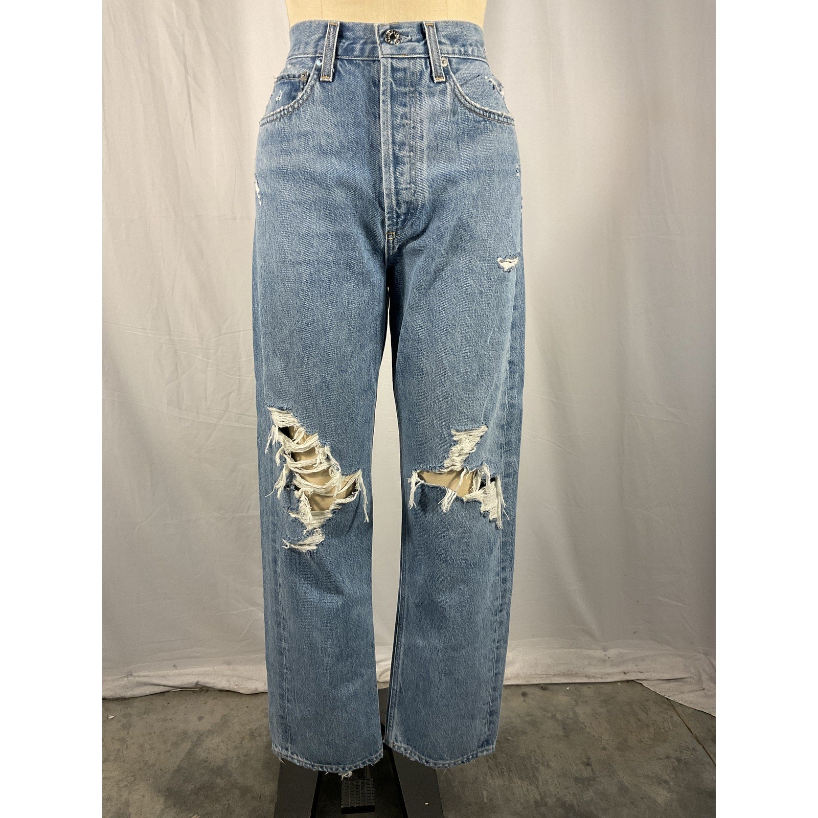 Agolde '90'S' Blue Cotton Mid Rise Loose Fit Size 26
